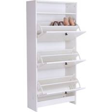 Plastic Shoe Racks Homcom Organiser Space White Shoe Rack 60x132cm