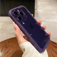 DIAO For iPhone 12Pro Max, Dark Purple Shockproof Silicone Bumper Clear Phone Case For iPhone 14 13 12 Pro Max Plus Lens Protection Transparent Cover