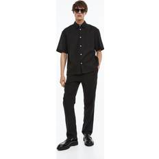 Herr - Linne Byxor H&M Herr Svart Byxa linmix Regular Fit