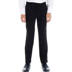 Izod IZOD boys Bi-stretch Flat Front Dress Pants, Black Twill