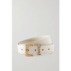 Beige - Woman Belts Saint Laurent Cassandre Leather Belt