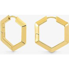 Rachel Jackson London Bevelled Hexagon Hoop Earrings, Gold