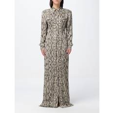 Balmain Vrouw Jurken Balmain Python Print Satin Long Dress - Grey