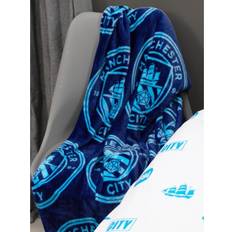 Manchester City FC Crest Fleece Blankets Blue