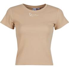 Karl Kani Tøj Karl Kani Ribstrikket T-shirt med lille signaturlogo beige-Neutral