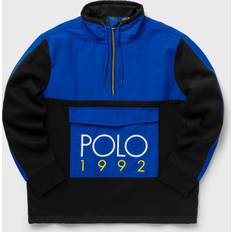 Polo Ralph Lauren – Blå och svart, blockfärgad sweatshirt teddy med halv dragkedja och retrostil