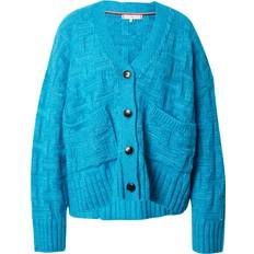 Pellava Neuletakit Tommy Hilfiger Tonal Texture V-Neck Oversized Cardigan CERULEAN AQUA XS-S