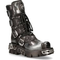 New Rock Shoes New Rock 591-S2 Black/Silver Gothic Leather Boots