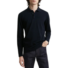 The Long Sleeve Pique Polo - Dark Navy