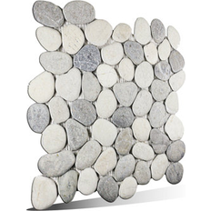 Tiles b.o.i "b.o.i Kansas 12"" 12"" Natural Stone Pebbles Mosaic Wall & Floor Tile Natural Stone in H