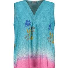 6XL Blouses Samoon 260042-21061 Bluse, Cyan Gemustert