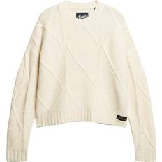 Superdry Women Sweaters Superdry Women's Chunky Cable Knit Jumper Cream