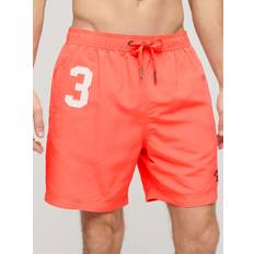 Weiß Badehosen Superdry Herren Recycelte 17" Polo-Badeshorts Koralle Größe: Koralle