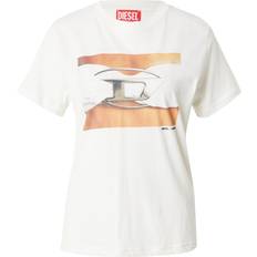 Diesel Women T-shirts Diesel T-Shirt 'REGS' camel sand hellgrau weiß