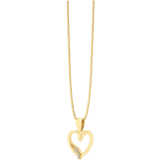 Diamanter - Guldbelagt Halskæder Heart Pendent - Gold/Diamonds