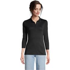 Polo Shirts Lands' End Women Petite Supima Cotton 3/4 Sleeve Polo Shirt