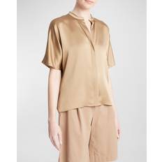 Natural Blouses Vince Short-Sleeve Dolman Button-Front Silk Blouse