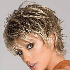 BeiSDWig BeiSD Short Blonde Hair Wig With Dark Roots Natural Synthetic Wigs