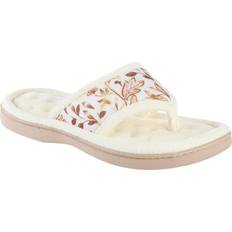 Shoes Isotoner Women's Georgie Embroidered Thong Slippers Cream