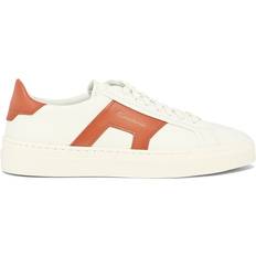 Santoni Chaussures Santoni Men's Double Buckle Sneaker - White/Orange