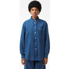 Lacoste Femme Chemisiers Lacoste Chemise Oversize Denim Poche Poitrine Taille Bleu Chine