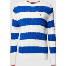 Polo Ralph Lauren Striped Cable-Knit Cotton Sweater - White