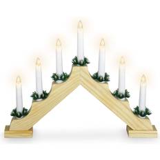 Spetebo Arch Window with 7 LED White/Natural Candle Bridge 39.5cm