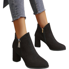 Suede Pattern Boots - Black