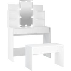 Trä Sminkbord vidaXL Vanity Table set with LED Light White Sminkbord 40x96cm