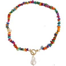 Multifärgade Halsband Shein 1pc Summer Holiday Style Shaped Pearl Pendant Colorful Shell Stone Necklace Women's Jewelry