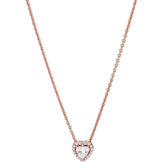 Pandora Sparkling Heart Collier Necklace - Rose Gold/Transparent