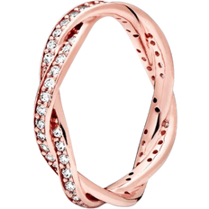 Sparkling Twisted Lines Ring - Rose Gold/Transparent