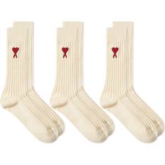 Ami Paris Bekleidung Ami Paris Three Pack ADC Socks 43-46 Beige