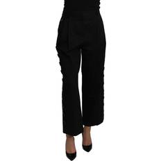 One Size Bukser Dolce & Gabbana Black High Waist Cropped Cotton Stretch Pants IT40