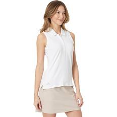 Adidas Women Polo Shirts Adidas Ultimate365 Solid Sleeveless Polo Shirt White Womens