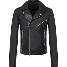 Balmain Jackets Balmain Logo Relief Leather Jacket - Black