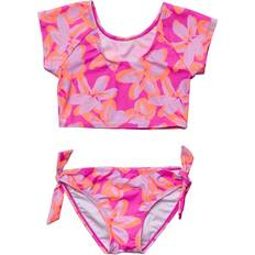 Snapper Rock Kid's Hibiscus Hype Crop SS Rash Top Set - Pink (G18003-04)