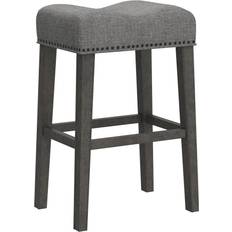 Roundhill Furniture Coco Upholstered Backless Saddle Grey Seating Stool 29" 2pcs