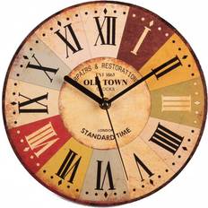 MDF Wall Clocks Wejoy Wood Grain Vintage Roman Numeral 10inch Tuscan Style Quartz Wall Clock