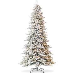 GlitzHome 10-ft Pre-lit Flocked Artificial Christmas Tree