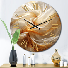 Clocks Design Art " Liquid Satisfaction Smooth Tender Orange Waves" Abstract Shapes Oversized Orange Wall Clock 23"