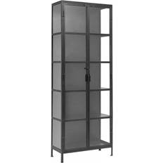 Iron Glass Cabinets Nordal 20522 Black Glass Cabinet 80x214cm