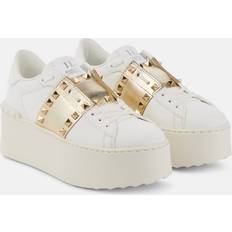 Valentino Garavani FLATFORM ROCKSTUD UNTITLED TRAINER IN CALFSKIN WITH METALLIC BAND Wo WHITE/PLATINUM