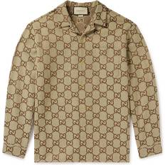 Gucci Herre Klær Gucci Logo-Jacquard Cotton-Blend Overshirt Men Brown IT