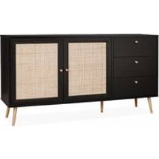 Sweeek Skandinavisches Holzeffekt Rattangeflecht, 2 Sideboard