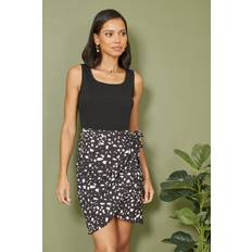 Mela London Mela Black Jersey Stretch Top and Woven Skirt Wrap Dress Colour: Black