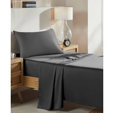 California Design Den Soft Silk-Like Rayon Bamboo Cooling Pocket Bed Sheet Grey