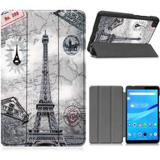 Lenovo Surfplattaskal Lenovo Tab M7 tri-fold pattern flip case Eiffel Tower
