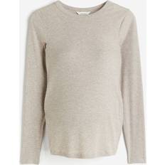 H&M MAMA Beige Ribbet top jersey
