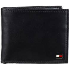 Tommy Hilfiger Men's Leather Wallet Slim Bifold 6 Credit Card Pockets Removable ID Window - Oxford Black